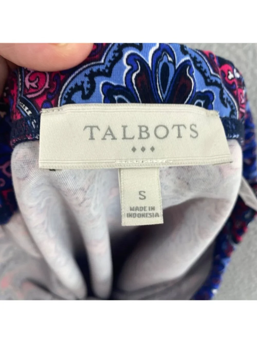 Talbots Skirt Womens Small Navy Pink Multi Floral Batik A Line Mini Stretch Knit
